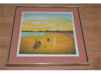 Signed Guiseppe Verso Midcentury Collectors Guild Limited Ed. Print 21'x21' Matted Framed Glass