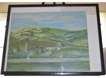 Spring Farm Framed With Glass 24'x19' Art Measures : 20'x16'