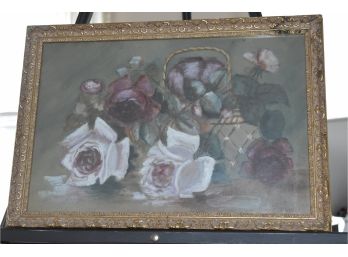 Signed By MP Putfield? 1904 Flowers Still Life  16.5'x11.5'  Ornate Gold Frame