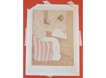 Signed Mary Cassatt The Coiffure Study Lithograph 9.5'x13 Possible Signed