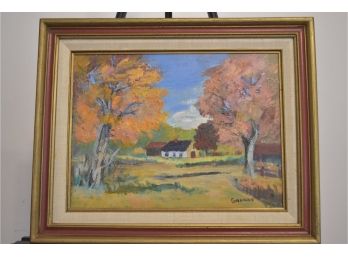 Signed Gannan Country Painting On Board 20.5'x16.5' Framed