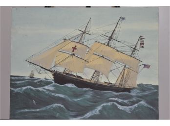 Ships At Sea Signed C. Collins 18'x14'