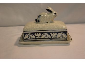 Dedham Pottery Bunny Butter Dish