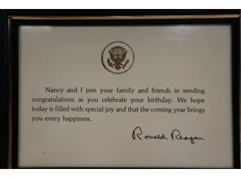 Ronald Reagan White House Birthday Note Framed