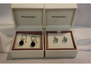 Pandora 925 Sterling Earrings With Changeable Charms