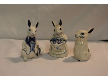 Dedham Pottery Bunny Figurines (3)