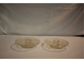 Sandwich Glass Style Candle Holders