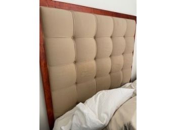 Dialogica Cherry Wood Queen Bed With Tufted Headboard With Twin Trundle