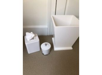 White Bathroom Accessories Plus 2 Rugs