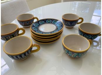 DIP.A.MANO Italian Pottery Tea Set - Set Of 6