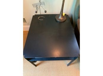 Matte Black Metal Side Table W/ Storage Shelf  (Contents Not Included)