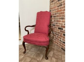 Vintage Red Wing Chair With Nail Head Trim