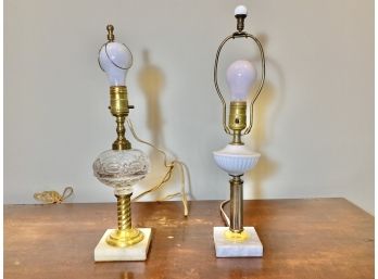 Pair Of Charming Brass/Ceramic Table Top Lamps