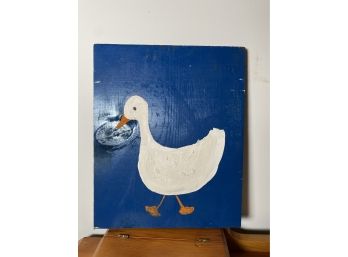 Hand Painted Duck On Barn Wood