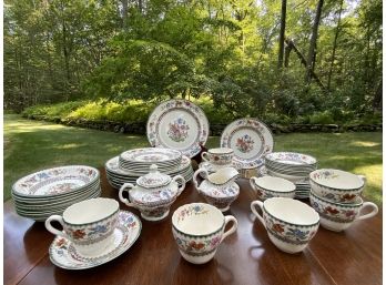 Vintage Spode England China Dinner Service, Chinese Rose Pattern -  48 Pieces