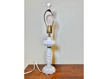 White Milk Glass Table Lamp.