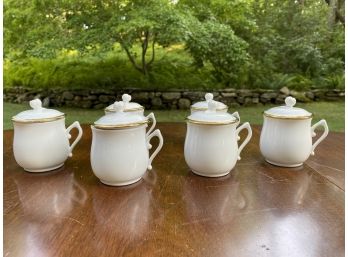 Set Of 4 Vintage Royal Worcester Porcelain Pot De Creme With Lid