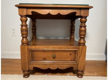 French Country One Drawer Bedside Table With Glass