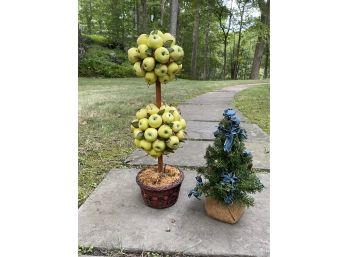 Apple Topiary & Mini Faux Spruce Tree