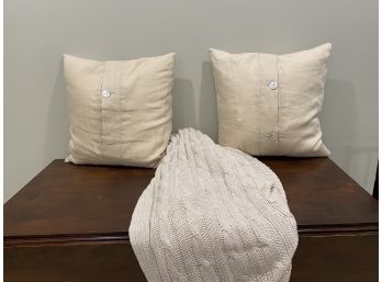 Simon Pierce Throw And Pair Of Pottery Barn Linen Throw Pillows