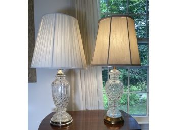 Pair Of Cut Crystal Table Lamps