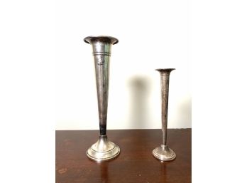 Pair Of Sterling Silver Lundt Bud Vases