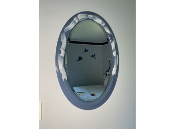 Blue Hand Painted Wood Mirror