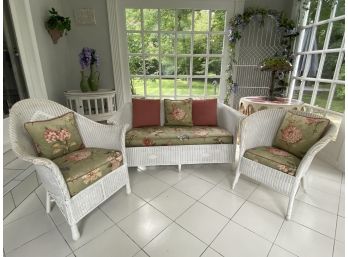 Vintage 3 Piece Painted Wicker Set