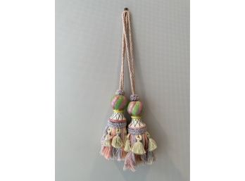 Pair Of Mackenzie Childs Vintage Majolica Hand Painted Tassel