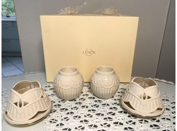 Lenox Carved Tea Light Lamps - Set Of 2