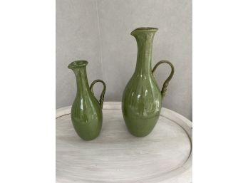 Pair Of Green Ceramic Vase