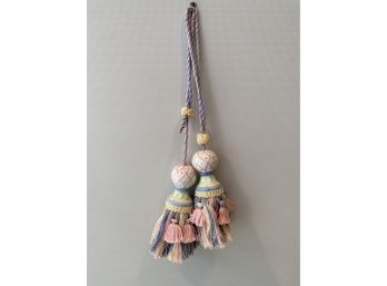 Pair Of Mackenzie Childs Vintage Majolica Hand Painted Tassel