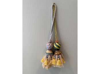 Pair Of Mackenzie Childs Vintage Majolica Hand Painted Tassel