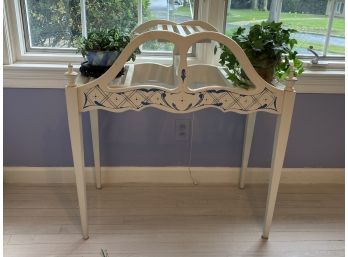 White Wood Painted Plant Stand With Faux Plant