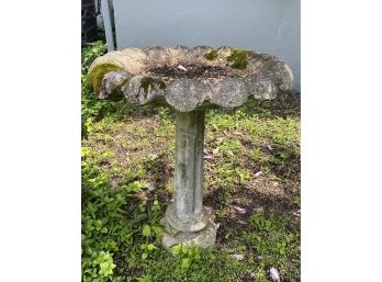 Vintage Weathered Cast Cement Bird Bath