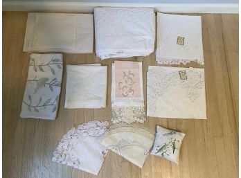 Lovely Table Linens, Napkins, Runner, Top Sheet And More