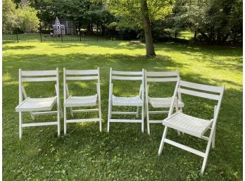 White Painted Folding Chairs - 5 Pieces