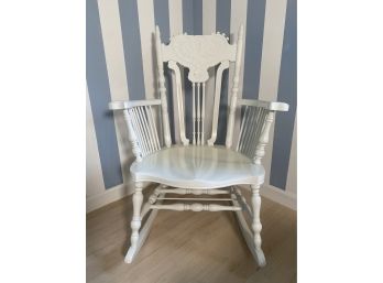 Charming White Painted Wood Rocking Chair