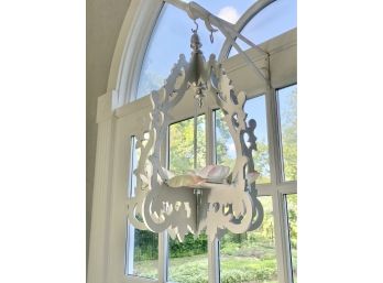 White Painted Wood Hanging Candle Holder