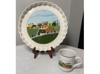 Villeroy Boch Naif Wedding Quiche/Pie Plate & Coffee Cup