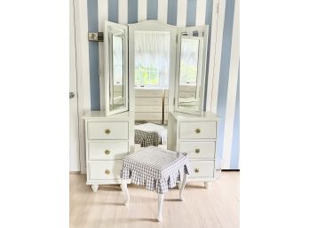 White Painted 3 Mirror Vanity Set