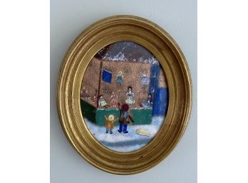 Vintage Oval Enamel - ' Flurry Of Dolls'