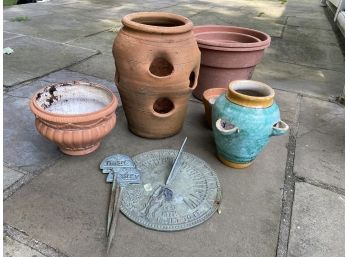 Terracotta Planters Plus Cast Iron Garden Sundial