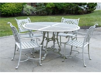 White Iron Lattice Patio Dining Set, Original Retail $4000