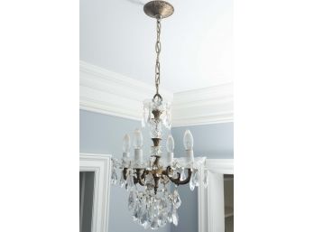 Petite Bronze & Crystal Chandelier, Original Retail $1,200