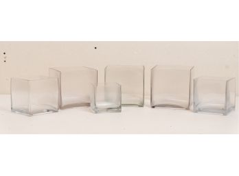 Six Glass Cube Vases