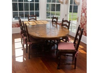 Rustic Dining Table Set With Six Chairs, Original Retail $4,500