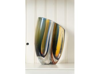 Kosta Boda Fine Swedish Art Glass Vase, Original Retail $650