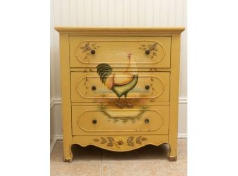 Rooster Design Folk Painted Dresser, Original Retail $200