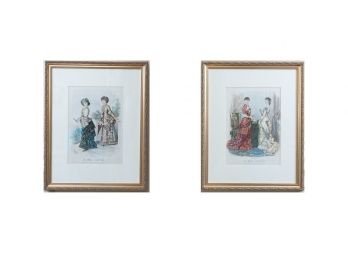 Pair Of Framed French Nineteenth Century Fashion Plates, Original Retail $300